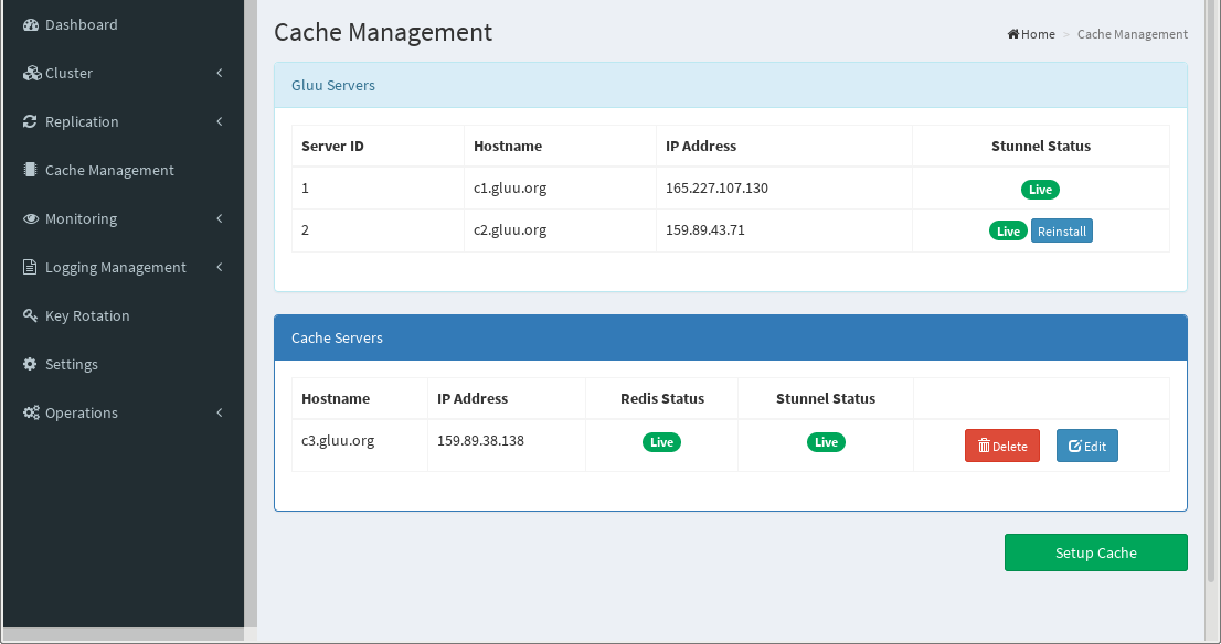 Successful Cache Management Installation