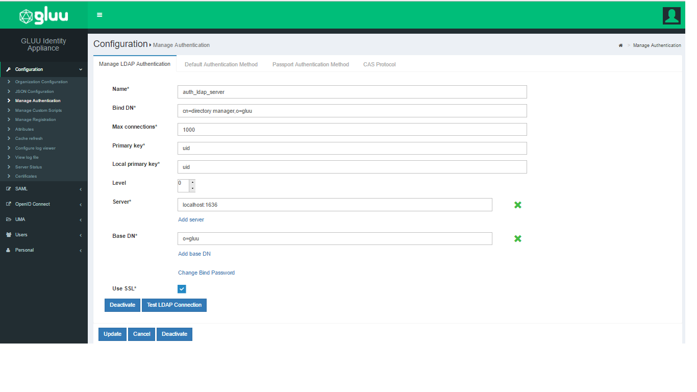Manage LDAP Authentication
