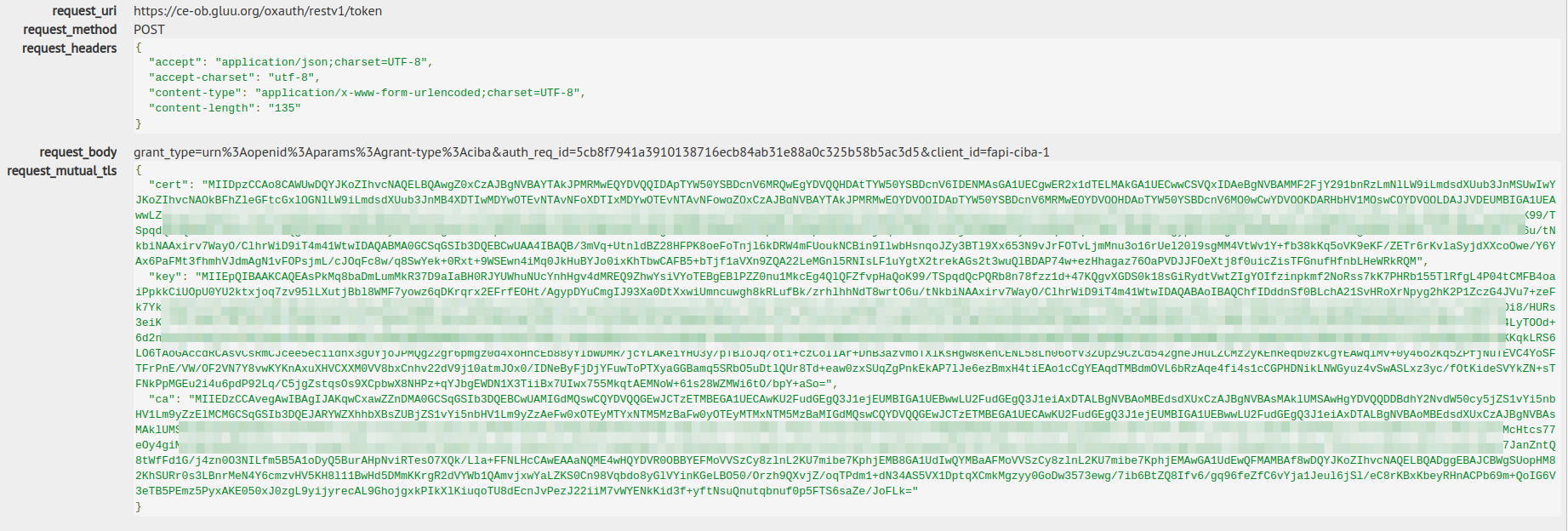 MTLS CIBA Token Request