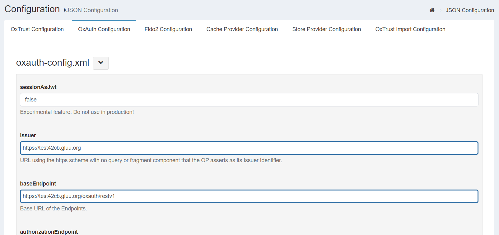 oxAuth Configuration