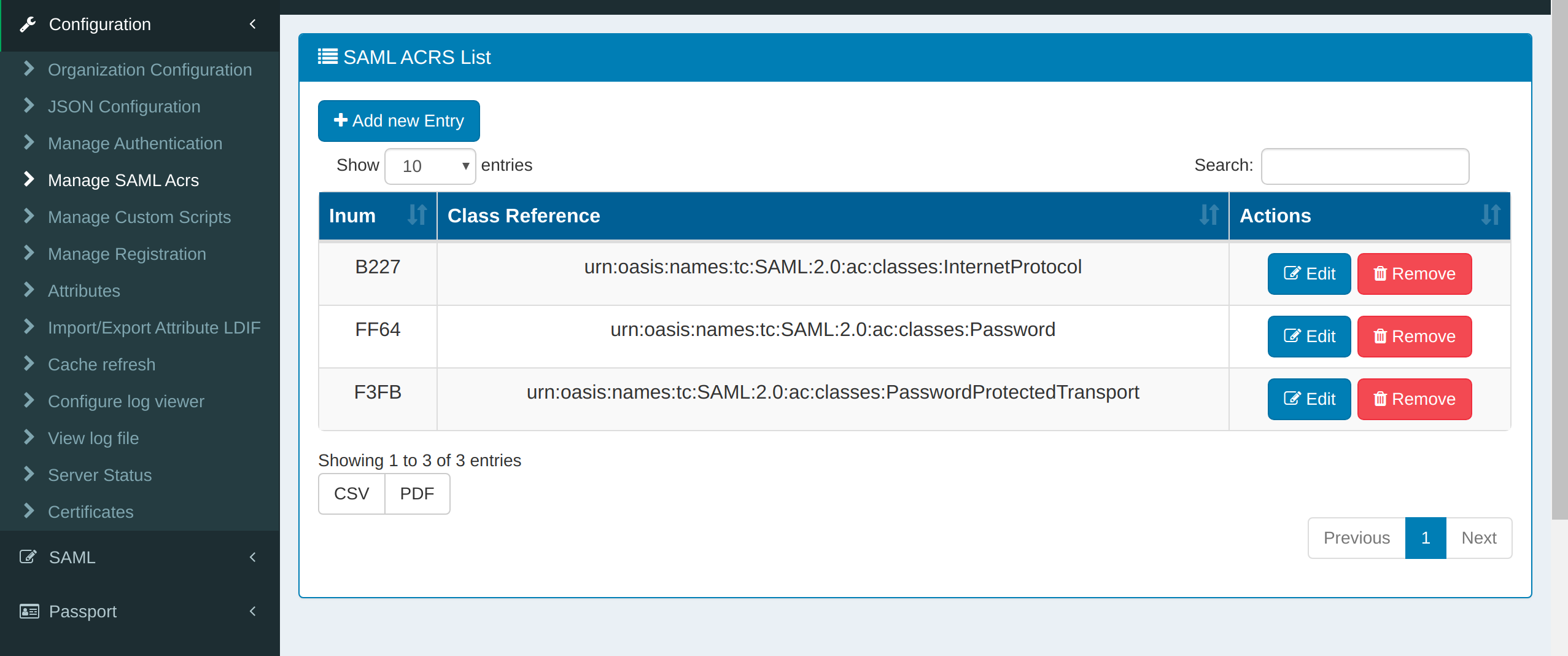 Manage SAML ACRS