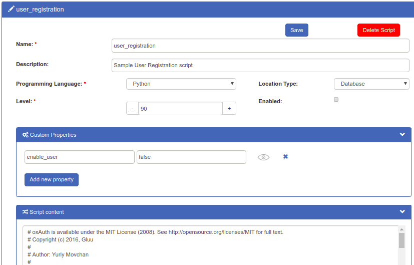 user registration script