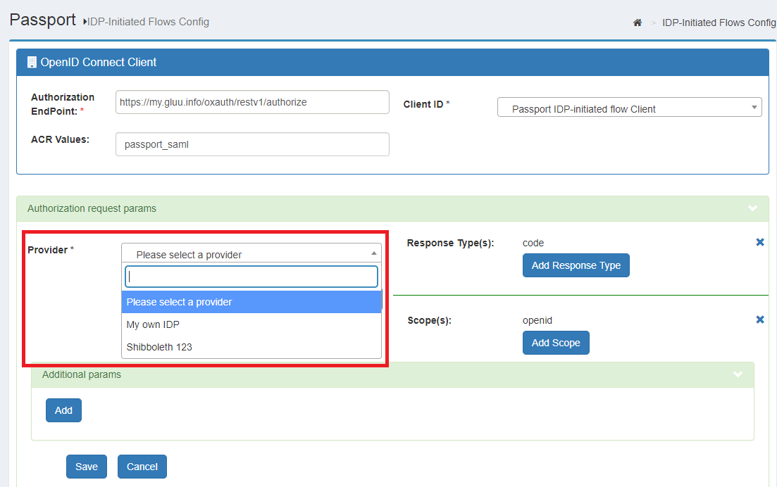 IDP-initiated config for an IDP