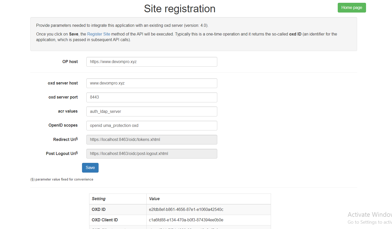 Site Registration